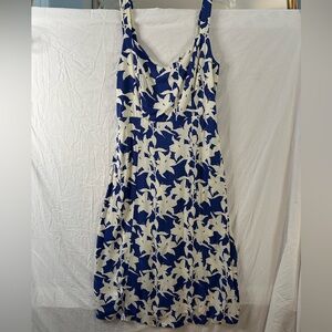 Market & Spruce Blue White Floral Sleeveless Midi Dress Size Medium